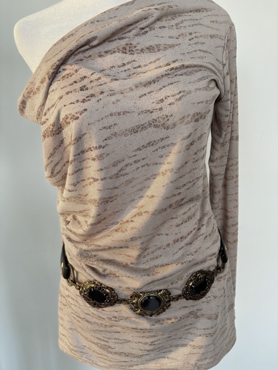 Vintage Chico’s Leather Statement Belt Black Stone Boho Festival Y2K 90s M/L